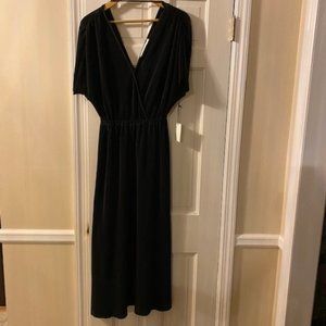 NWT Floret Studios Medium Black Pleated Surplice Dress